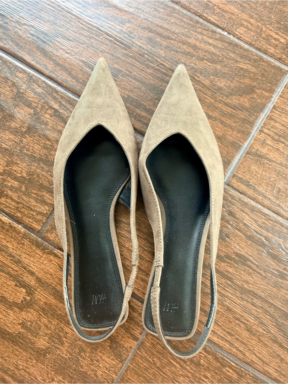 H&M Taupe Suede Pointed Slingback Flats